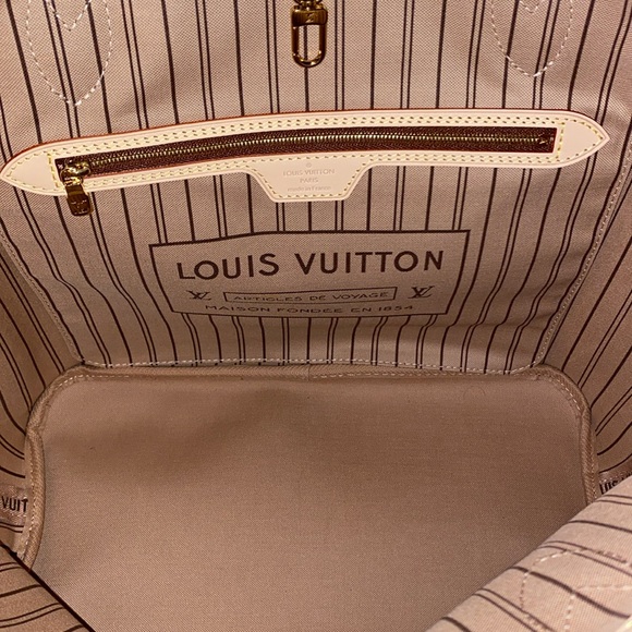 Louis Vuitton Neverfull Mono MM & Wristlet Gift Box with Blue Ribbon NEW - Picture 7 of 16